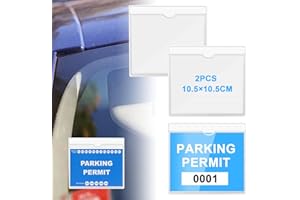 ORMROMRA 2 PCS Parking Permit Holder, Car Tax Disc Holders, Self Adhesive Car Parking Holder, Clear Square Windscreen Ticket, Card Holder Parking for Caravan Windscreen, Permits Badges, Car (10.5 × 10.5CM)