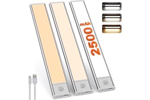 skelo LED Lampe de Placard avec Détecteur de Mouvement 20CM 2500mAh Rechargeable USB-C, 3 couleur 3 modesDimmable, Éclairage étude de Cuisine Veilleuse Escalier Montage Magnétique (3)