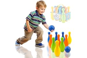 COOLBITZ KING SPORT Coolbitz 21CM Kids Bowling Set - 10-Pin Indoor and Outdoor Skittle Set with 2 Balls - Colourful Lightweight Plastic Bowling Toy for Toddlers and Children - Fun Skill-Building Playset for Ages 3+ Years