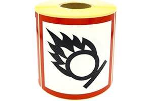 MD Labels GHS 03 Hazardous Goods Labels for Hazardous Substances Labelling 100 x 100 mm Pack of 500