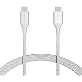 Amazon Basics Verbindungskabel, USB C auf USB C 2.0, Standard, doppelt geflochtenes Nylon, 1.8 m, Silber