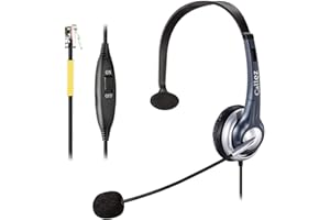 CALLEZ Casque de téléphone fixe avec microphone antibruit, casque téléphonique RJ9 pour Yealink T41 T42S T46S T48S Avaya 1608 9608 Cisco 7905 7911 Grandstream GXP2140 Snom Panasonic KX-T Office IP Phones