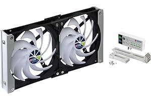 Titan - Ventilador de enfriamiento de ventilación de montaje en bastidor doble a prueba de agua de 12 V CC IP55 y con temporizador y controlador de velocidad (120mm)