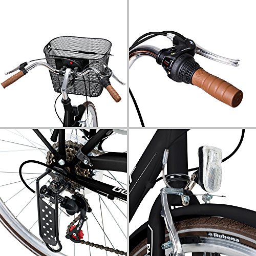 Bergsteiger Paris 28 Zoll Damenfahrrad, QuickFix-Korb, 6 Gang Shimano + Licht, Retro-Design - 9