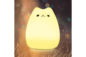 CHWARES Veilleuse pour enfants, veilleuse chat, lampe de table 7 couleurs pour chat, décoration de chambre, rechargeable par USB, mignon LED multicolore, cadeaux Kawaii pour bébé, enfants, tout-petits