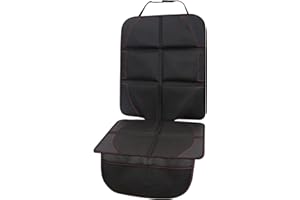 FYY Car Seat Protector with Thickest Padding, XL Size Auto Car Seat Protectors for Child Seats, Waterproof 600D Fabric, Best Coverage, Non-Slip Backing and Mesh Pockets for Handy Storage Black