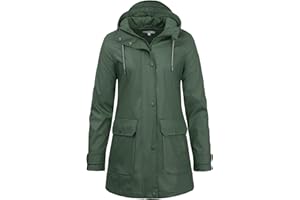rhythm of the rain Damen Regenjacke wasserdicht halblanger Regenparka Regenmantel Einfarbig Innenfutter Friesennerz winddicht und atmungsaktiv Fahrrad Outdoorjacke