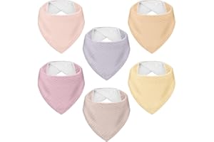 AOOTE Bavaglini Triangolari, 6 Pezzi Bavaglini Mussola, Assorbenti Morbidi Panno Drool, con Bottoni di Regolabili, per Sbavare, Dentizione e Burp, per Bambini e Bambine da 0 a 36 Mesi, Viola