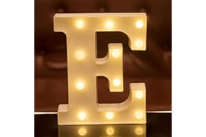 FOCUX LED Letter Lights Alphabet Light Up Sign for Night Light Home Party Birthday Wedding Bar Decoration LED Letter Battery Powered Christmas Night Light Lamp Home Bar Decoration (E)