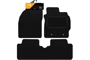 FSW - Tailored Mats - Fits TOYOTA Auris 2007-2013 WITH 1 PIECE REAR MAT - Black Carpet - Anti Slip Mat - Non Slip Car Floor Mat, Fitted With Clips & Granulated Backing - 3 Pc Floor Mat Only