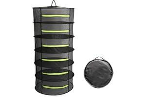 Bysameyee 6 Couches Séchoir à Herbes, filet sec en maille suspendue de 2 pieds avec fermetures éclair vertes et crochet en prime