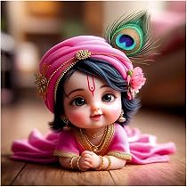 Vinyl Ar Creation Pink Baby Krishna Feather Wall Poster ...