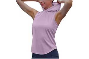 SYDUZAX Tee Shirt à Capuche sans Manches pour Femme Débardeur Sport Yoga Fitness Court T Shirt Personnalisé à Capuche Couleur Unie Jogging Sportwear Décontracté Casual Top D’entraînement Port Quotidien