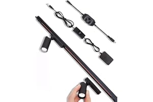 Cefrank Mini focos de riel, 2 focos de enfoque magnético con cabezales giratorios, sistema de iluminación de riel magnético regulable - Riel negro de 30 cm y base magnética, 2 luces - 6000 K blanco