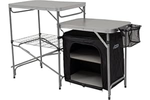 Andes Camping Field Kitchen Worktop Table Stand With Cupboard