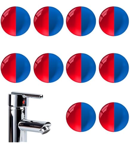 PATIKIL 6 Stück Heiß/Kaltwasser Aufkleber | Selbstklebende Acryl-Schilder Rot/blau Für Wasserhähne