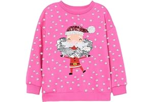 LXKA Kids Girls Christmas Jumper Sweatshirt Xmas Jumpers Toddler Santa Claus Reindeer Tops Baby T-Shirts Long Sleeve Cotton Crew Neck Casual Winter Clothes Age 1-7 Years