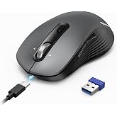 TECKNET Wireless Bluetooth Mouse 3-Mode Rechargeable, 4 Directions | Silent Multi-Device (BT1/BT2+2.4G), 4800 DPI, Ergonomic