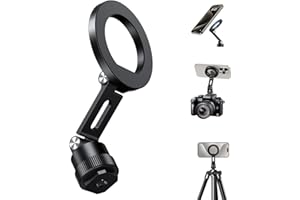 elitehood Magnetiche Handyhalterung Stativ, Aluminum Magsafe Stativ Adapter mit 1/4" Schrauben, Cold Shoe Handy Halterung für Kamera mit für iPhone 16/15/14/13 Serien
