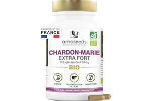 Chardon-Marie BIO | Extra Fort, 1350mg / Jour | Régénérant Foie, Protection, Détox, Digestion | 120 gélules de 450mg | Qualité Supérieure