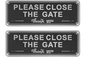 eMagTech 2 Pezzi Please Close The Gate Segni Cartelli sospesi Cartelli in Alluminio 250 mm x 90 mm x 1 mm per Ambienti Interni ed Esterni, Porte Anteriori e Posteriori