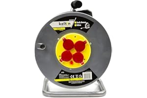 MON MOBILIER DESIGN Carrete eléctrico 4 tomas 16A IP20 - Cable H05VV-F 3G 2,5mm² 50m