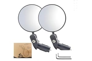 LEXICANMHS Retroviseur Velo 2 Pièces,HD Rétroviseur Vélo,Retroviseur Trotinette Electrique,Rétroviseur de Vélo Miroir Convexe 360° Réglable,Retroviseur Velo Guidon 17-22mm Universel