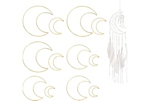 GUKASXI 12 pcs Dream Catcher Rings Set Metal Macrame Rings Floral Hoop Wedding Wreath Rings for Dreamcatcher, DIY Craft, Macrame Plant Hanger, Christmas Tree Decor, Home Wall Hanging Decor, Gold (Gold Moon)
