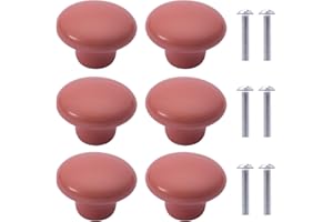NAKUPENDA 6 Stück Möbelknöpfe Runden Keramik Schrank Schubknöpfe Knauf Keramik Runden Griffe für Kinderzimmer Küchen Schränke Bücherregal (Hellrot)