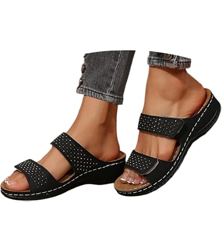 Damen Sandaletten Mit Keilabsatz – Bequeme Clogs & Hausschuhe Für Sommer – Leichte Plateau-Pantoletten Mit Orthopädischer Sohle – Rutschfest, Weich & Vielseitig