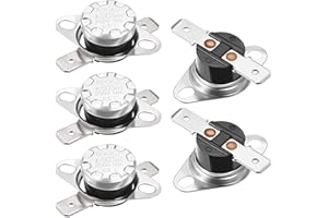sourcing map KSD301 Thermostat 65°C/149°F 10A Normally Closed N.C Adjust Snap Disc Temperature Switch for Microwave,Oven,Coffee Makers 5pcs,Bakelite Material