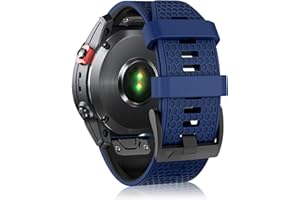 SumRioo QuickFit 26 mm Correa para Garmin Fenix 8/8 Solar 51mm/7X Pro Solar/7X Pro/7X/6X Pro/6X/5X Plus/5X, Pulsera de Silicona para Garmin Fenix 3/3HR, Epix 2 Pro 51 mm, Tactix Delta, Azul/Negro