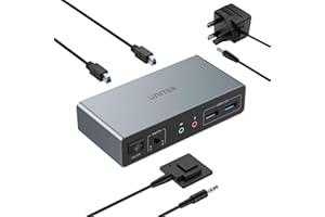 Unitek HDMI KVM Switch 2 Monitors 2 Computers 4K@60Hz USB 3.0 KVM Switches Share Dual HDMI Monitors 3 USB Ports for Keyboard Mouse Hard Drives Mic Headset Ports 2 Cable DC 5V Adapter Controller