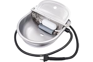 MASXIRCH Automatisch beheizter Wassernapf aus Edelstahl mit Schwimmerventil Wassertrog Haustier-Thermonapf für Vieh, Rinder, Hunde, Ziegen, Schweine, Pferde(220V, 80W)