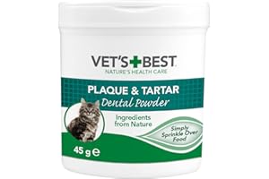 Vet's Best Polvo Dental Natural para Gatos, Dientes limpios y respiración fresca, 45 g