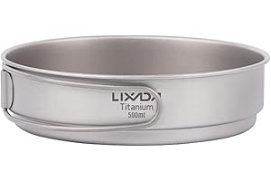 Fesjoy Poêle à frire en titane ultra légère pour l'extérieur, le camping, la randonnée, la cuisson avec poignées pliantes