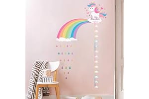 ufengke Adesivi Murali Metri Unicorno Arcobaleno Adesivi Muro Nube DIY per Camera da Letto Ragazze Bambini Soggiorno Asilo Nido Decorazioni Parete