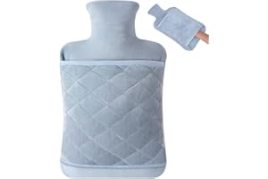 Vicloon Borsa dell'acqua Calda Grande, 2L Borsa Acqua Calda, Bottiglia di Acqua Calda in Gomma, Boule Acqua Calda con Morbida Fodera in Peluche, Hot Water Bottle per Mano Piede Caldo, Stile Tascabile