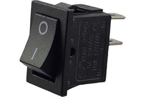 MWMS Pulsante a bilanciere, mini pulsante 250 V, 6 A, 125 V, 10 A, AC/DC, KCD1 (6 V, 9 V, 12 V, 24 V, 125 V, AC/DC), nero, rettangolare, apertura di montaggio 19 x 13 mm, 2 poli OFF/ON