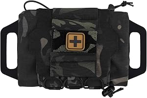 GYDEHUTJ Pochette Tactique Militaire Molle Ceinture de Premiers Soins Rapide Pochette de Survie Système en Deux Parties Porte-médicaments en Rouleau Sac à poignée en hypalon