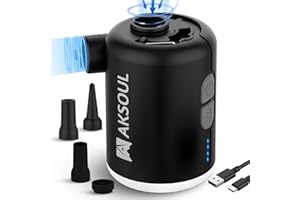 AKSOUL Electric Air Pump for Inflatables: Rechargeable 1600 3600 4000mAh Battery Powered Mini Air Pumps for Pool Toys Floats Air Bed Air Mattress (Classic/Tiny/Upgraded)