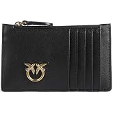 Pinko Silk Calf Cardholder Heron Travel Card Holder Accessories for Women, Z99q_black-antique Gold