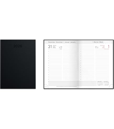 Idena 12034 Agenda 2026, Format A5, 1 Jour Sur 1 Page, Same/dimanche