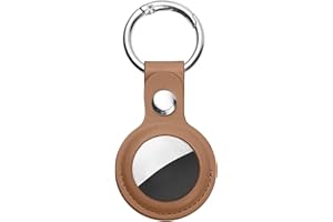 Ainiv Protective Case for Apple Airtags, 1 Pack Brown PU Leather Keyring Case, Tracker Cover for AirTags, Pet Dog Cat Collar Locator Tracker Cover, Key Finder Case for AirTag
