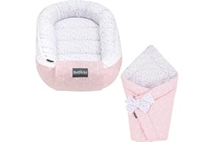 BELLOCHI GROWING IN STYLE Bellochi Ensemble 2 en 1 Cocon Bebe et Nid d'ange Bébé – Réversible Couverture Enveloppante Bébé - Reducteur de Lit Bebe - 100% Coton - Aurora