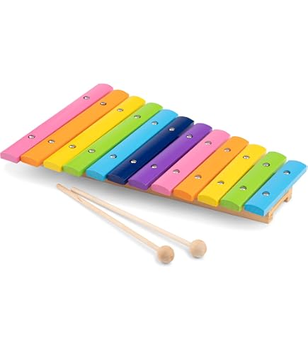 Vilac Xylophone Arc-en-ciel En Bois - Instrument De Musique Enfant - 2 Baguettes Incluses - Dès 3 Ans - Fabriqué En France