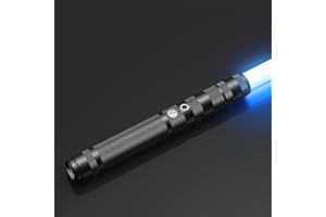 SMAUTOP Sable de luz,Sable láser RGB de 7 Colores con empuñadura de Metal, Efectos de Sonido de balanceo Suave y Lucha, Juguetes de Regalo y Cosplay para niños de 3 años en adelante(77 cm-Negro)