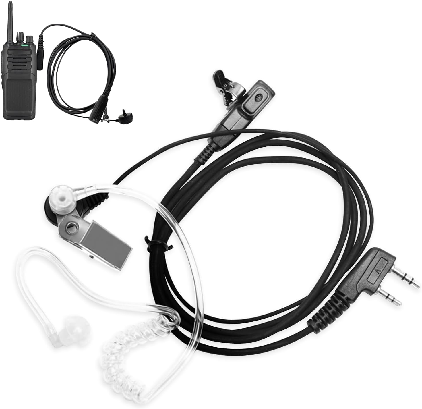 Walkie Talkie Earpiece with Mic, Ear Piece for Radio, Radio Earpiece 2 Pin, Walkie Talkie Headset Suitable for Retevis Baofeng Kenwood 2-pin, Security Ear Pieces for Security Guard Accessories