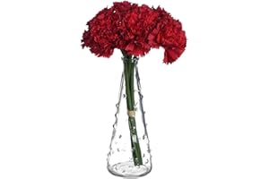huaao Ramo de Flores Artificiales de Claveles Falsos Artificiales Arreglos de Seda con Tallos Decoraciones para el Hogar Boda Fiesta Regalos para el día de la Madre, Rojo