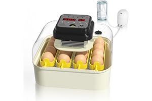 Hethya Incubadora Huevos Gallina, Incubadoras de Huevos Automaticas, Control automático de la humedad, Vuelco automático de huevos, 16 huevos, Equipado con lámparas de huevo